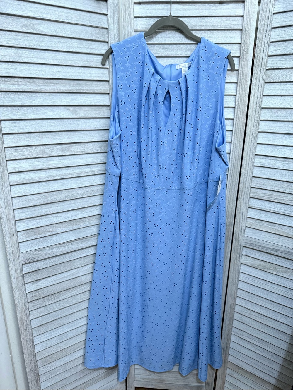 London Times Sky Blue Eyelet Dress